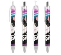 LYHVSFJW Domestic Cat Ball Point Pen Retractable Black Ink Ballpoint Pens Super Soft Grip 0.5mm Ink Pen Medium Point Office Pens 4 PCS