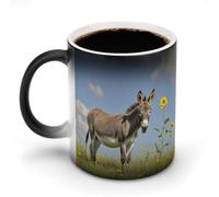 LYHVSFJW Donkey And Flower Novelty Coffee Cups Ceramic Coffee Mug Heat Changing Glass Cups Novelty Tea Cup Personalized 11oz Sublimation Mugs for Hot And Cold Beverage, Home, Office, Party
