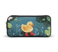 LYHVSFJW Duck in Rainy Pond Pencil Pouch - Large Capacity Pencil Case Aesthetic Makeup Bag with Zipper Cute Pen Bags for Stationery, Art Supplies, Travel Essentials