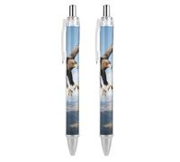 LYHVSFJW Eagle in The Sky Ball Point Pen Retractable Black Ink Ballpoint Pens Super Soft Grip 0.5mm Ink Pen Medium Point Office Pens 2 PCS
