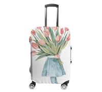 LYHVSFJW Elastic Luggage Cover Protector A Big Bouquet of Tulips Washable Suitcase Sleeve Durable Travel Suitcase Case Cover with Zipper Openings Fits 19-32 Inch Luggage (), white, Small, Flower and