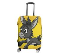 LYHVSFJW Elastic Luggage Cover Protector Cartoon Donkey Image Washable Suitcase Sleeve Durable Travel Suitcase Case Cover with Zipper Openings Fits 19-32 Inch Luggage (), white, L, Flower and Animals