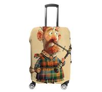 LYHVSFJW Elastic Luggage Cover Protector Cartoon Scottish Bagpipe Washable Suitcase Sleeve Durable Travel Suitcase Case Cover with Zipper Openings Fits 19-32 Inch Luggage (), white, L, Flower and