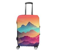 LYHVSFJW Elastic Luggage Cover Protector Color Mountain Gradient Washable Suitcase Sleeve Durable Travel Suitcase Case Cover with Zipper Openings Fits 19-32 Inch Luggage (), white, L, Flower and