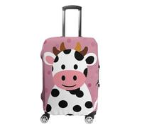 LYHVSFJW Elastic Luggage Cover Protector Cute Cow Polka Dot Washable Suitcase Sleeve Durable Travel Suitcase Case Cover with Zipper Openings Fits 19-32 Inch Luggage (), white, XL, Flower and Animals