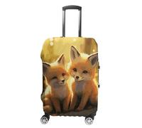 LYHVSFJW Elastic Luggage Cover Protector Cute Foxes Washable Suitcase Sleeve Durable Travel Suitcase Case Cover with Zipper Openings Fits 19-32 Inch Luggage (), white, XL, Flower and Animals
