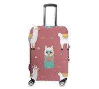 LYHVSFJW Elastic Luggage Cover Protector Cute Llama Pattern Washable Suitcase Sleeve Durable Travel Suitcase Case Cover with Zipper Openings Fits 19-32 Inch Luggage (), white, Small, Flower and
