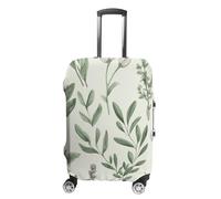 LYHVSFJW Elastic Luggage Cover Protector Green Flower Herb Sage Leaves And Branches Washable Suitcase Sleeve Durable Travel Suitcase Case Cover with Zipper Openings Fits 19-32 Inch Luggage (), white,