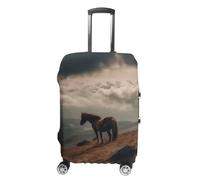 LYHVSFJW Elastic Luggage Cover Protector Horse Grazing on The Mountain Washable Suitcase Sleeve Durable Travel Suitcase Case Cover with Zipper Openings Fits 19-32 Inch Luggage (), white, Small, Flower