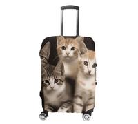 LYHVSFJW Elastic Luggage Cover Protector Kittens Family Cats Washable Suitcase Sleeve Durable Travel Suitcase Case Cover with Zipper Openings Fits 19-32 Inch Luggage (), white, Small, Flower and