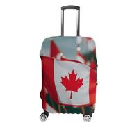 LYHVSFJW Elastic Luggage Cover Protector Many Small Canadian Flags Washable Suitcase Sleeve Durable Travel Suitcase Case Cover with Zipper Openings Fits 19-32 Inch Luggage (), white, L, Flower and