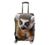LYHVSFJW Elastic Luggage Cover Protector Monkey Lemur Cute Washable Suitcase Sleeve Durable Travel Suitcase Case Cover with Zipper Openings Fits 19-32 Inch Luggage (), white, XL, Flower and Animals