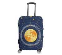 LYHVSFJW Elastic Luggage Cover Protector Moon Phase Sun Zodiac Mystic Astrology Washable Suitcase Sleeve Durable Travel Suitcase Case Cover with Zipper Openings Fits 19-32 Inch Luggage (), white, L,