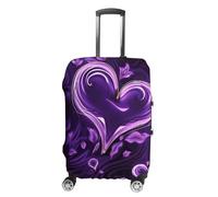 LYHVSFJW Elastic Luggage Cover Protector Purple Love Washable Suitcase Sleeve Durable Travel Suitcase Case Cover with Zipper Openings Fits 19-32 Inch Luggage (), white, M, Flower and Animals