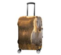 LYHVSFJW Elastic Luggage Cover Protector Real Horse Photos Washable Suitcase Sleeve Durable Travel Suitcase Case Cover with Zipper Openings Fits 19-32 Inch Luggage (), white, L, Flower and Animals