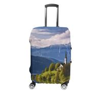 LYHVSFJW Elastic Luggage Cover Protector Slovenia Landscape Washable Suitcase Sleeve Durable Travel Suitcase Case Cover with Zipper Openings Fits 19-32 Inch Luggage (), white, M, Flower and Animals