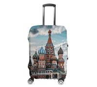 LYHVSFJW Elastic Luggage Cover Protector St Basil Cathedral Red Square In Moscow Washable Suitcase Sleeve Durable Travel Suitcase Case Cover with Zipper Openings Fits 19-32 Inch Luggage (), white,