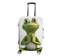 LYHVSFJW Elastic Luggage Cover Protector The Funny Frog Doing Yoga Washable Suitcase Sleeve Durable Travel Suitcase Case Cover with Zipper Openings Fits 19-32 Inch Luggage (), white, L, Flower and