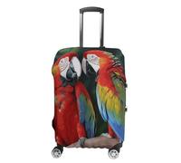 LYHVSFJW Elastic Luggage Cover Protector Two Colored Parrots Washable Suitcase Sleeve Durable Travel Suitcase Case Cover with Zipper Openings Fits 19-32 Inch Luggage (), white, M, Flower and Animals