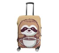 LYHVSFJW Elastic Luggage Cover Protector Yoga Sloth Coffee Washable Suitcase Sleeve Durable Travel Suitcase Case Cover with Zipper Openings Fits 19-32 Inch Luggage (), white, M, Flower and Animals