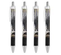 LYHVSFJW Emu Ball Point Pen Retractable Black Ink Ballpoint Pens Super Soft Grip 0.5mm Ink Pen Medium Point Office Pens 4 PCS