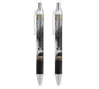 LYHVSFJW Emu Ball Point Pen Retractable Black Ink Ballpoint Pens Super Soft Grip 0.5mm Ink Pen Medium Point Office Pens 2 PCS