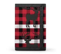 LYHVSFJW Flower And Leaf Pattern TriFold Wallet with 8 Card Slots, Slim Zipper Coin Pocket, Divided Billfold for Men Women, Buffalo Plaid Deer, One Size, Modern