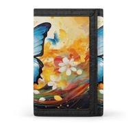 LYHVSFJW Flowers Daisy TriFold Wallet with 8 Card Slots, Slim Zipper Coin Pocket, Divided Billfold for Men Women, Colorful with butterfly, One Size, Modern