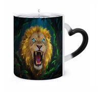 LYHVSFJW Fluorescent Lion Color Changing Mugs Heat Sensitive Coffee Mug 11 Oz Novelty Ceramic Cup with Handle Magic Cups Temperature Changing Coffee Tumblers Funny Gifts for Women Men