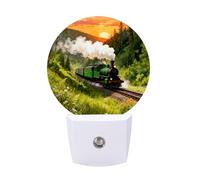 LYHVSFJW Forest Steam Car Night Light Plug-in Wall Smart LED Nightlights with Soft Glow for Bedroom, Bathroom, Hallway Dusk to Dawn Sensor Energy Efficient Wall Outlet Lamp for Home Safety