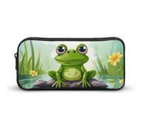 LYHVSFJW Frog In A Pond Pencil Pouch - Large Capacity Pencil Case Aesthetic Makeup Bag with Zipper Cute Pen Bags for Stationery, Art Supplies, Travel Essentials
