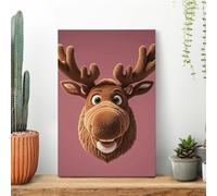 LYHVSFJW Funny Christmas Moose Head Canvas Prints Artwork for Walls Canvas Wall Art for Bedroom Modern Picture Artwork Painting for Living Room Aesthetic Wall Paintings 16x24inch(40x60cm)