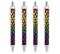 LYHVSFJW Gay Pride Rainbow Ball Point Pen Retractable Black Ink Ballpoint Pens Super Soft Grip 0.5mm Ink Pen Medium Point Office Pens 4 PCS