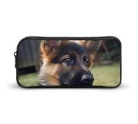 LYHVSFJW German Shepherd Puppy Pencil Pouch - Large Capacity Pencil Case Aesthetic Makeup Bag with Zipper Cute Pen Bags for Stationery, Art Supplies, Travel Essentials