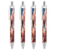 LYHVSFJW Giraffe Wearing Sunglasses Ball Point Pen Retractable Black Ink Ballpoint Pens Super Soft Grip 0.5mm Ink Pen Medium Point Office Pens 4 PCS