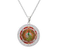 LYHVSFJW Golden Tribal Pattern Round Pendant Necklace for Women Faux Diamond Women's Necklaces Elegant Dainty Alloy Disc Charm Necklace with Adjustable Chain, Fashion Jewelry Gift, One size, Zinc