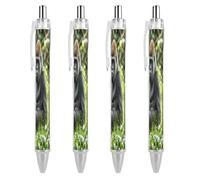 LYHVSFJW Gorilla in The Grass Ball Point Pen Retractable Black Ink Ballpoint Pens Super Soft Grip 0.5mm Ink Pen Medium Point Office Pens 4 PCS