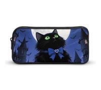 LYHVSFJW Halloween Black Cat Pencil Pouch - Large Capacity Pencil Case Aesthetic Makeup Bag with Zipper Cute Pen Bags for Stationery, Art Supplies, Travel Essentials