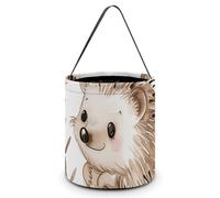 LYHVSFJW Halloween Bucket Trick Or Treat Candy Bag - Hedgehog Sitting on Top Goodie Basket with Handle for Party Favors