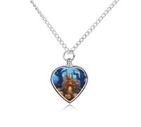 LYHVSFJW Halloween Castle Pumpkin Urn Necklace for Ashes Heart Cremation Necklace Dogs Cats Urn Pendant Pet Cremation Jewelry Locket Jewelry Keepsake Pendant Memorial Pendants for Puppy Pet