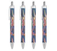 LYHVSFJW Hand Painted Dragonfly Ball Point Pen Retractable Black Ink Ballpoint Pens Super Soft Grip 0.5mm Ink Pen Medium Point Office Pens 4 PCS