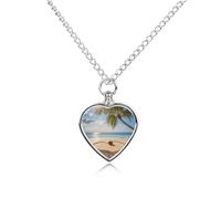 LYHVSFJW Heart Shape Romantic Beach Urn Necklace for Ashes Heart Cremation Necklace Dogs Cats Urn Pendant Pet Cremation Jewelry Locket Jewelry Keepsake Pendant Memorial Pendants for Puppy Pet