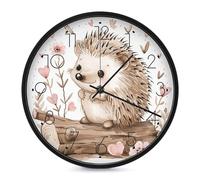 LYHVSFJW Hedgehog Sitting on Top Wall Clock Silent Non-Ticking Analog Clocks Modern Round Decorative Digital Clock for Living Room Bathroom Kitchen Classroom Bedroom Office 10 Inch Black