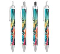 LYHVSFJW Hello Hawaii Ball Point Pen Retractable Black Ink Ballpoint Pens Super Soft Grip 0.5mm Ink Pen Medium Point Office Pens 4 PCS