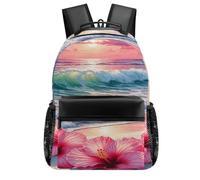 LYHVSFJW Hibiscus by The Sea Laptop Backpack Travel Lightweight Schoolbag Durable Bookbags for Men Women