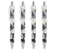 LYHVSFJW Killer Whale Ball Point Pen Retractable Black Ink Ballpoint Pens Super Soft Grip 0.5mm Ink Pen Medium Point Office Pens 4 PCS