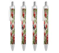 LYHVSFJW Ladybug Ball Point Pen Retractable Black Ink Ballpoint Pens Super Soft Grip 0.5mm Ink Pen Medium Point Office Pens 4 PCS