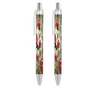 LYHVSFJW Ladybug Ball Point Pen Retractable Black Ink Ballpoint Pens Super Soft Grip 0.5mm Ink Pen Medium Point Office Pens 2 PCS