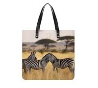 LYHVSFJW Leather Tote Bag for Women Africa Grassland Zebra Handbags with Shoulder Strap Work Purse & Satchel for Travel