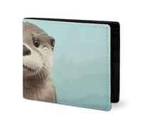 LYHVSFJW Leather Wallet for Men A Brood of Chickens Stylish Small Coin Purse for Women Slim And Thin Bifold Wallet with Compartment Card Holder, Cute otter, One Size